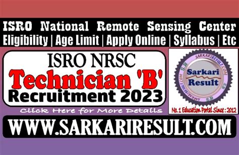 wwwsarkariresult.com 2023 result|ISRO NRSC Technician B Online Form 2023 for 54 .